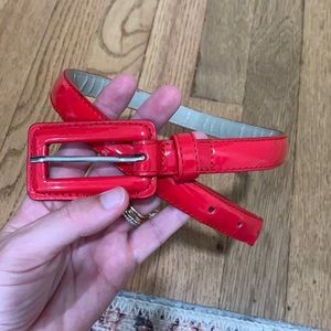 Red leather skinny belt